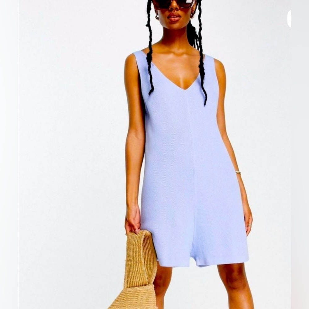 & Other Stories Sky Blue Knit Romper